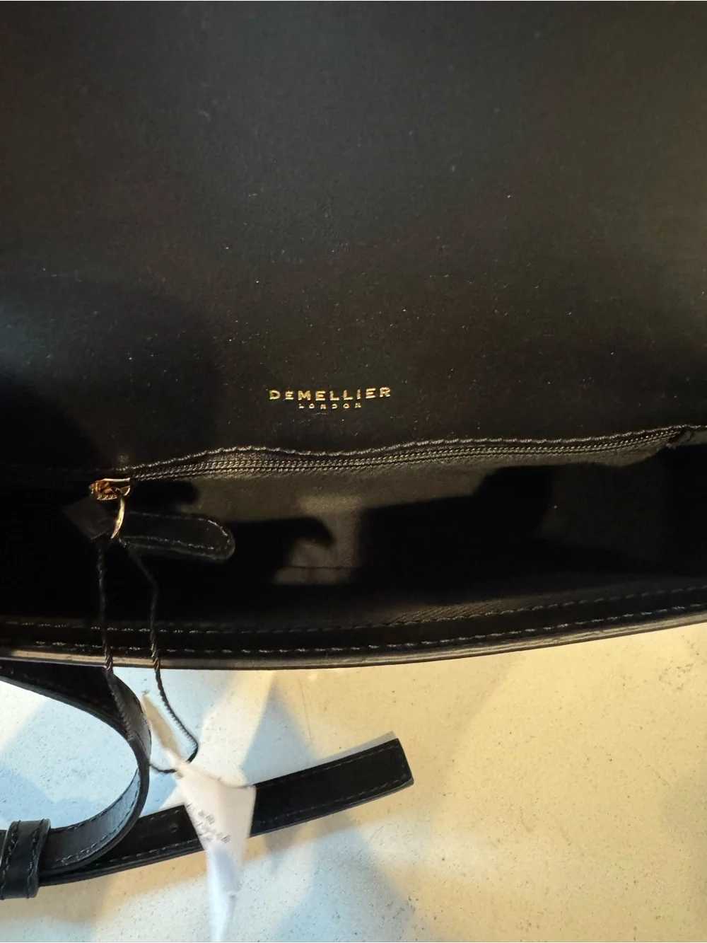 DEMEILLER Vancouver Black Leather Crossbody Bag with Gold Hardware NWT - Picture 8 of 11